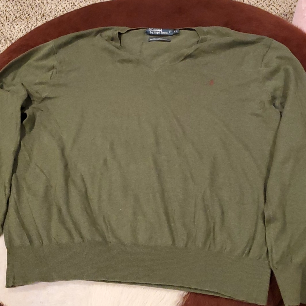 Ralph Lauren Polo V-Neck Sweater sz XL Army Green
